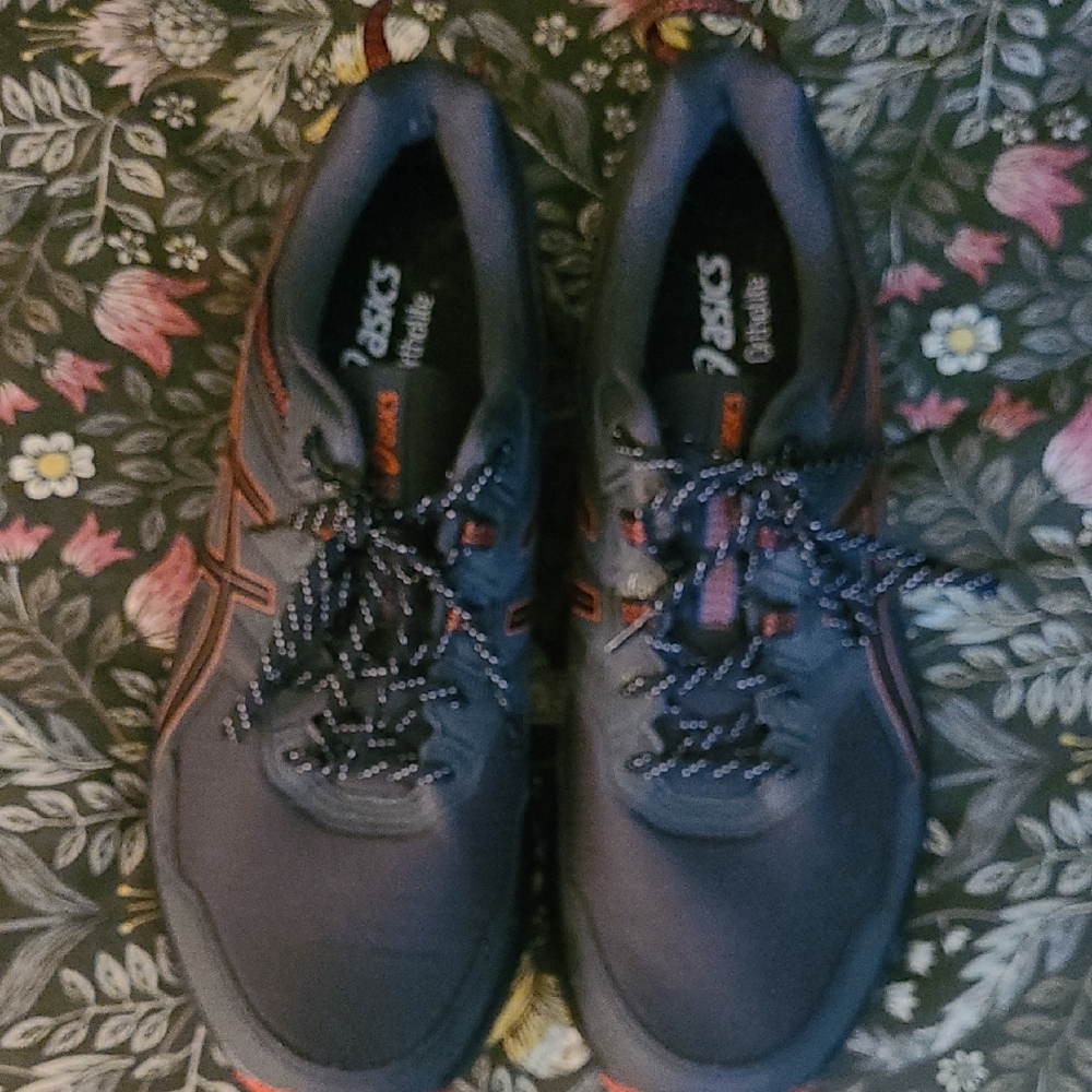 Asics Charcoal and Tangerine Running Shoes - Picture 2 of 5